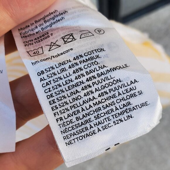 H&M Linen Blend Oversized Shirt in White/Yellow Stripes size XS (fits up to L) - Picture 5 of 6